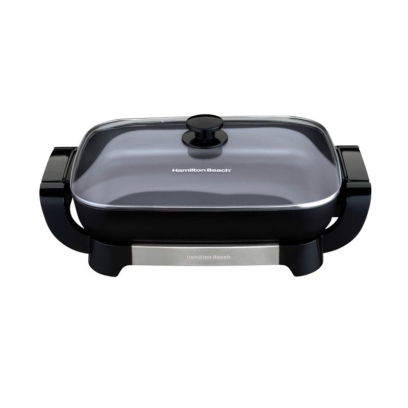 Hamilton Beach Durathon 38531 Electric Skillet, 15 in W Cooking Surface, 12 in D Cooking Surface, 1500 W, Black