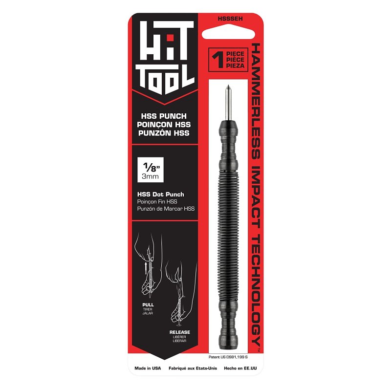 Hit Tool HSSSEH Prick Punch, 1/8 in Tip, 5-1/2 in L, HSS