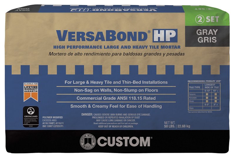 Versabond VBHPG50 High-Performance Large and Heavy Mortar, Gray, Solid, 50 lb Bag