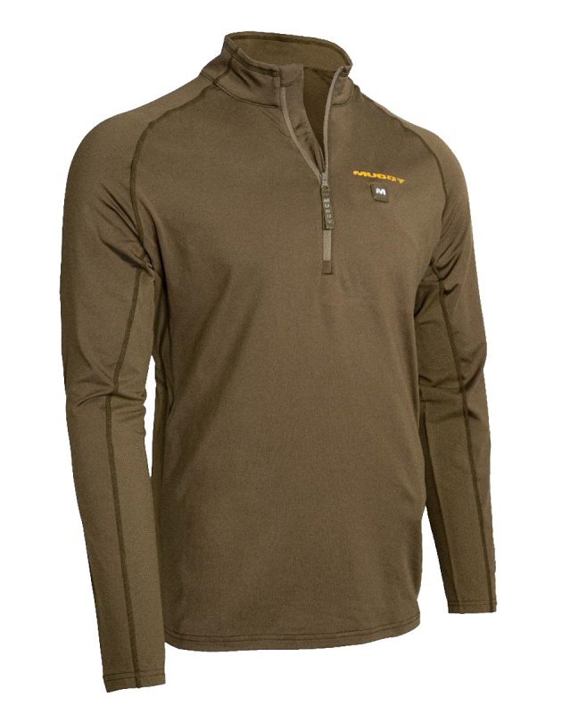 Muddy Nucleus Series HT-QZ-CL-M Heated Shirt, M, Polyester/Spandex, Brown Clay, Mock Neck, Long Sleeve