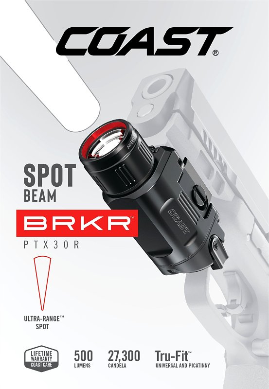 Coast PTX30R Pistol Light, Fixed Focus