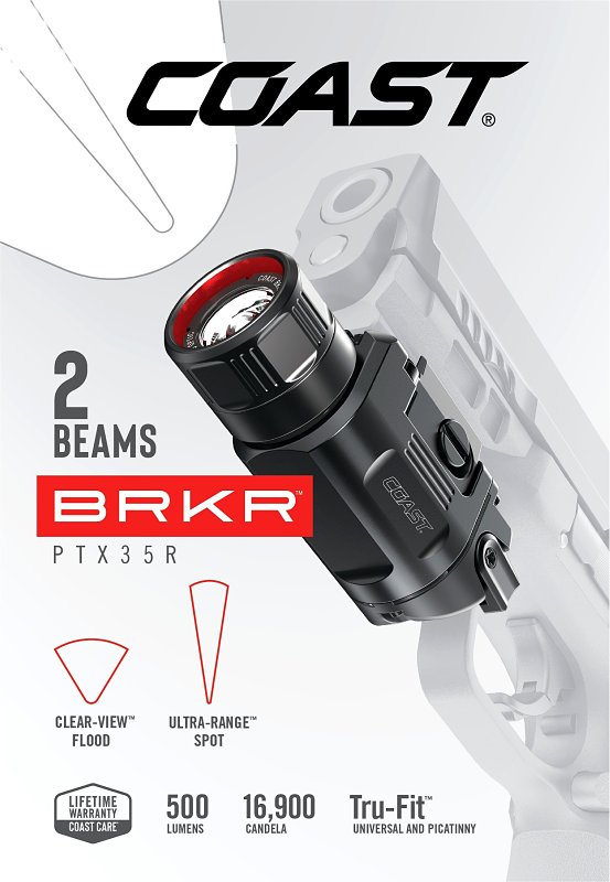 Coast PTX35R Pistol Light, Snap Focus