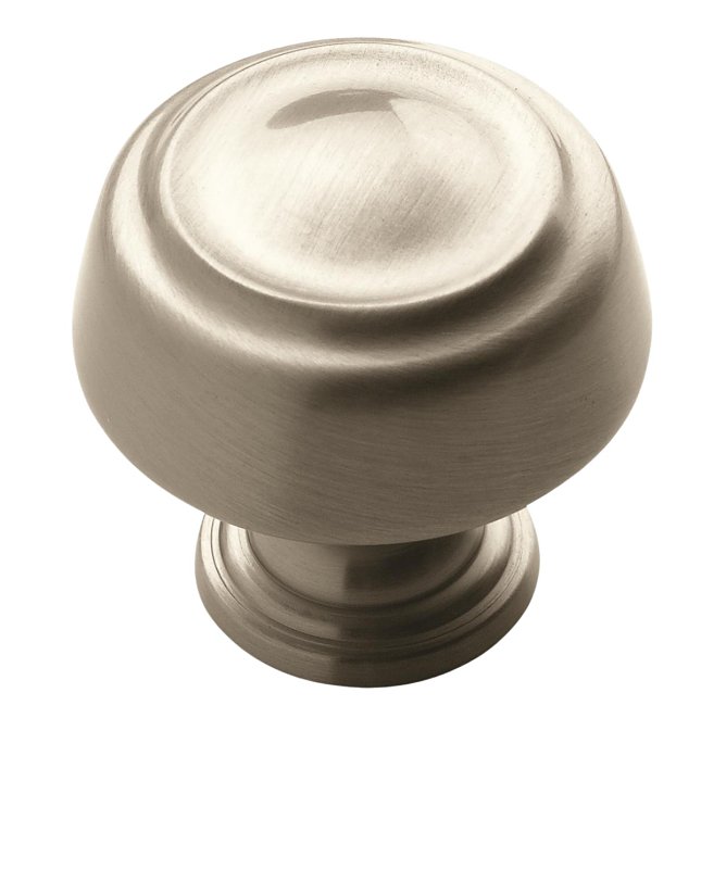 Amerock BP53700G10 Cabinet Knob, 1-3/16 in Projection, Traditional, 1-3/16 in, Zinc, Satin Nickel
