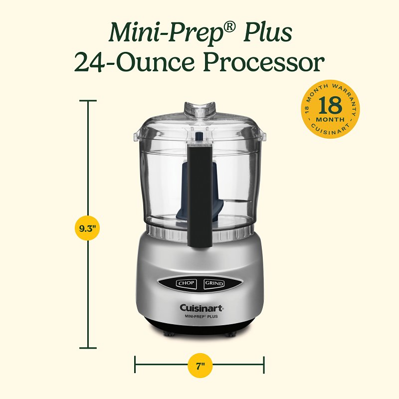 Cuisinart DLC-2ABC Food Processor, 24 oz Bowl, 300 W, Touchpad Control, Gray