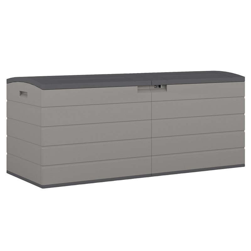 Suncast 59 Inch Wide Gray Plastic Deck Box 120 Gallon Capacity