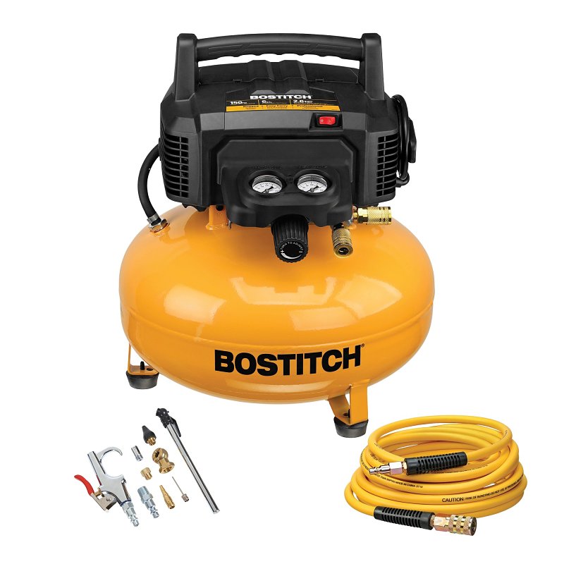Bostitch BTFP02012-WPK Portable Electric Air Compressor Kit, Tool Only, 6 gal Tank, 1.1 hp, 120 V, 150 psi Pressure
