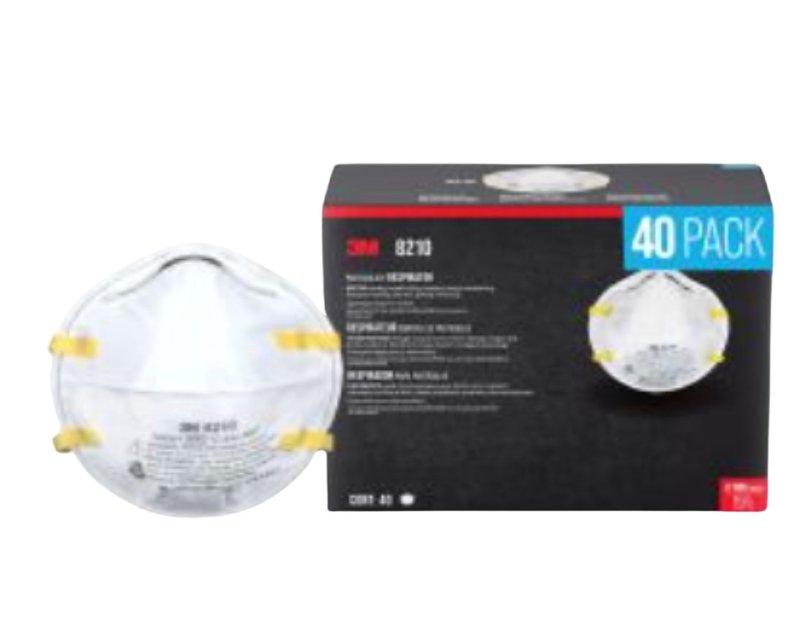 3M 8210PH40-DC Respirator, One-Size Mask, N95, P95 Filter Class, 95 % Filter Efficiency, White
