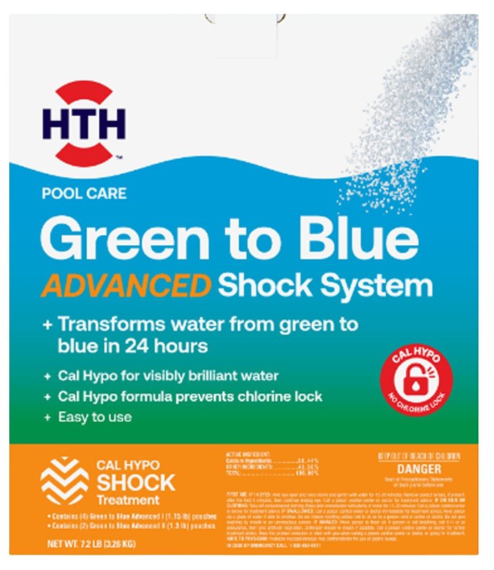 HTH 52038 Advanced Green to Blue Chemical, 7.2 lb, Powder, Chlorine, White