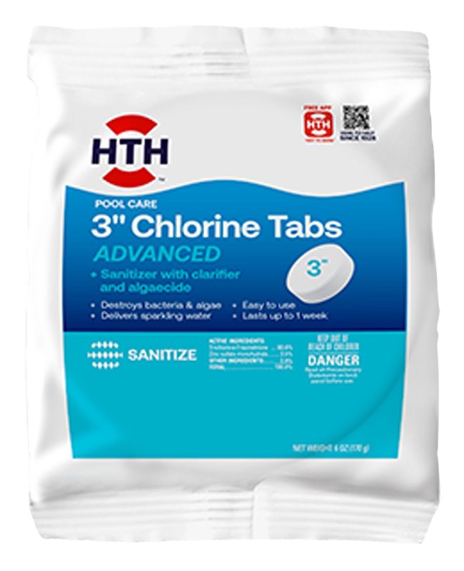 HTH 42051 Advanced Chlorine Tablet, 6 oz, Bleach, Chlorine, White