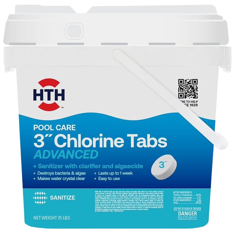 HTH 42055 Advanced Chlorine Tablet, 25 lb, Bleach, Chlorine, White