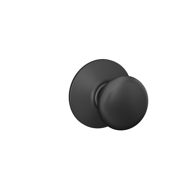 Schlage F Series F10 V PLY 622 Passage Knob, Plymouth, Round, 2-3/4 in Dimensions, Metal, Matte Black, Reversible Hand