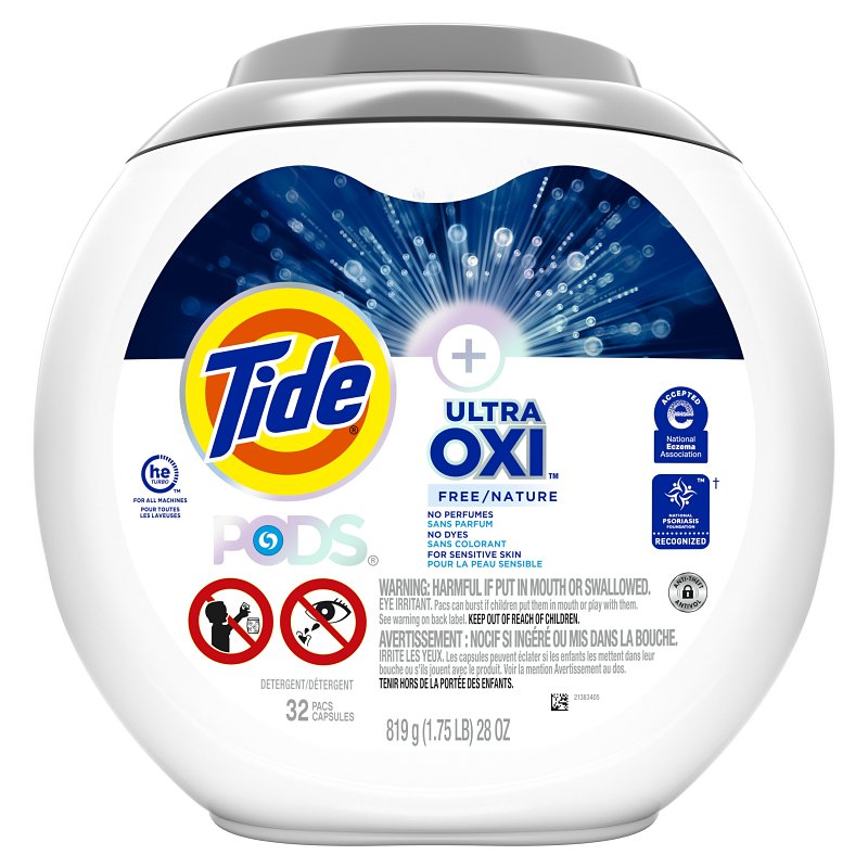 Tide PODS Ultra OXI Series 037000591641 Laundry Detergent Pack, 32 Count, Capsule