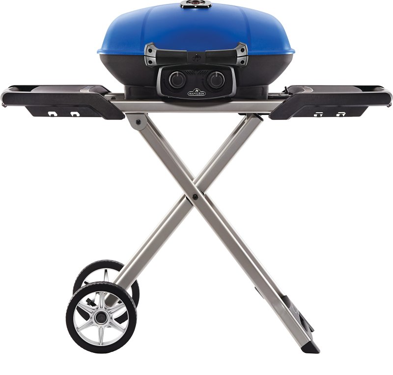 Napoleon TRAVELQ 285X Series TQ285X-BL-1 Portable Gas Grill with Scissor Cart, 12,000 Btu, Liquid Propane, 2-Burner, Blue