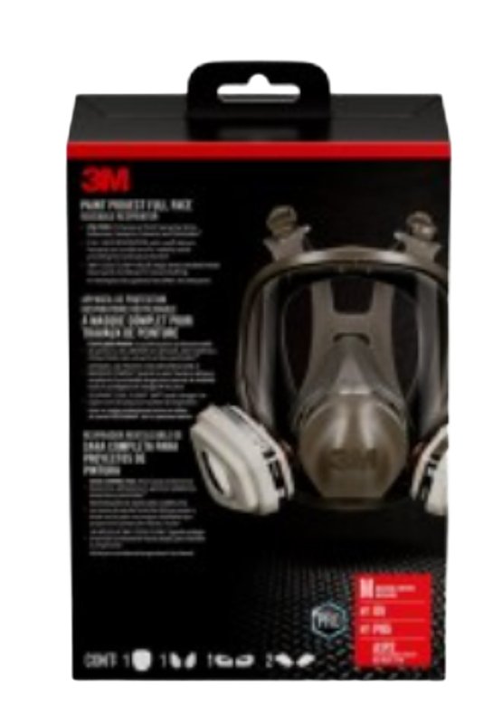 3M TEKK Protection 68P71PA1-A/68P71 Full Face Paint Respirator, M Mask, P95 Filter Class, Black