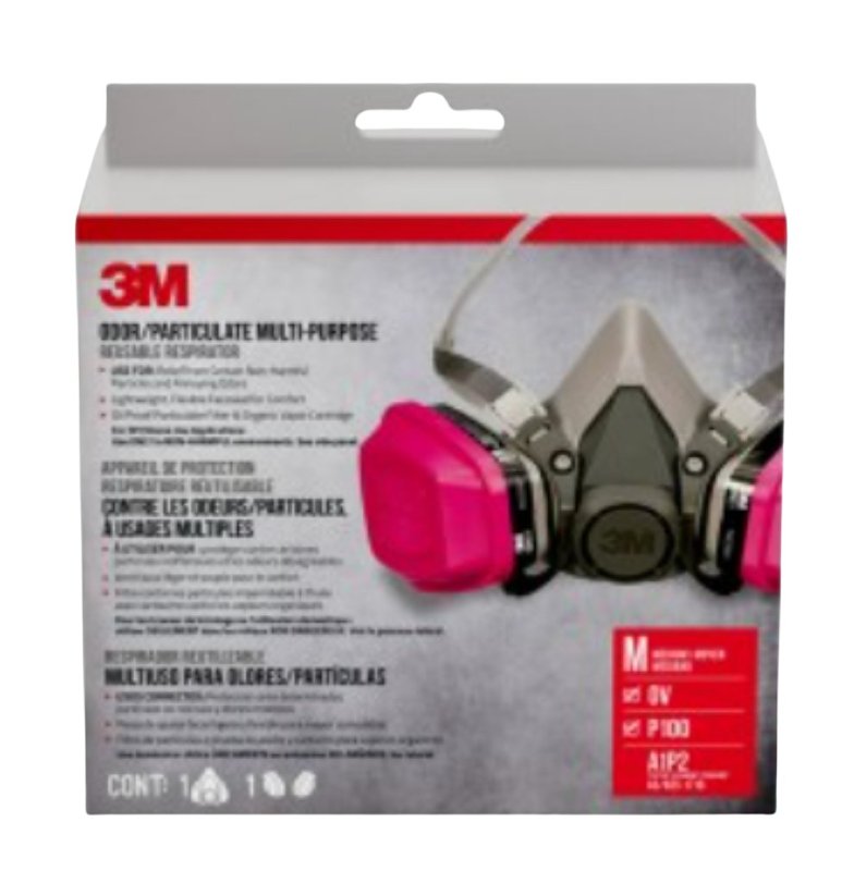 3M 65021HA1-C Valved Household Respirator, M Mask, Dual Cartridge, Multi-Color