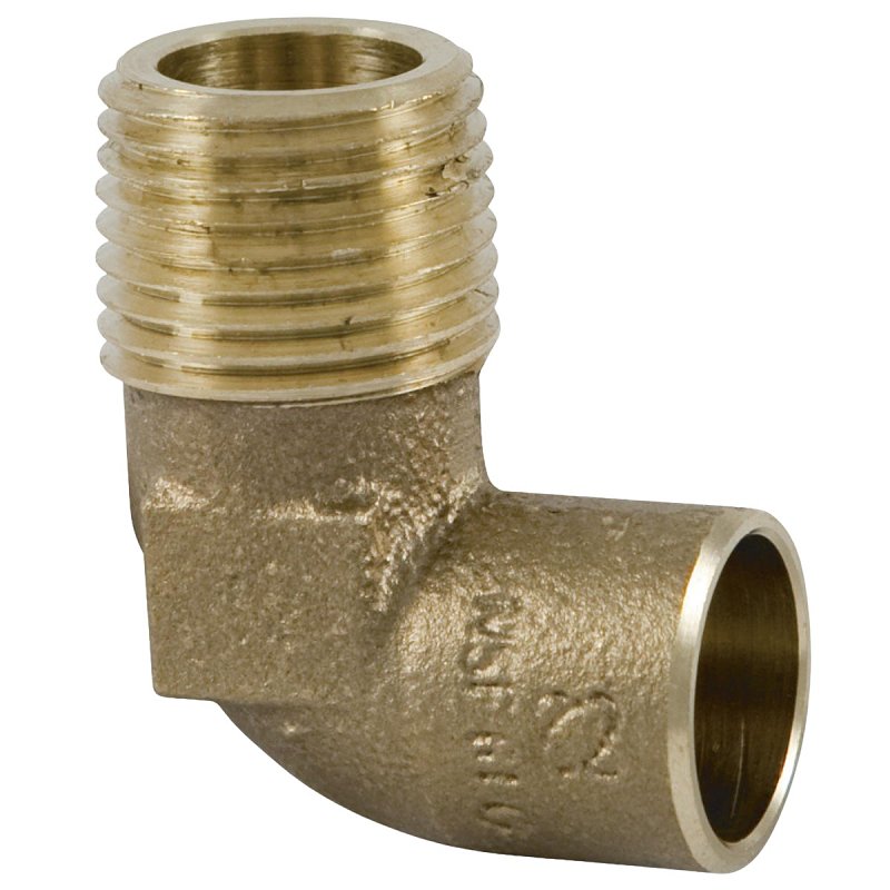 Nibco U707-4-LF Series BF0220LC Forged Pipe Elbow, 3/4 in, Sweat x MPT, 90 deg Angle, Bronze, 466 psi Pressure