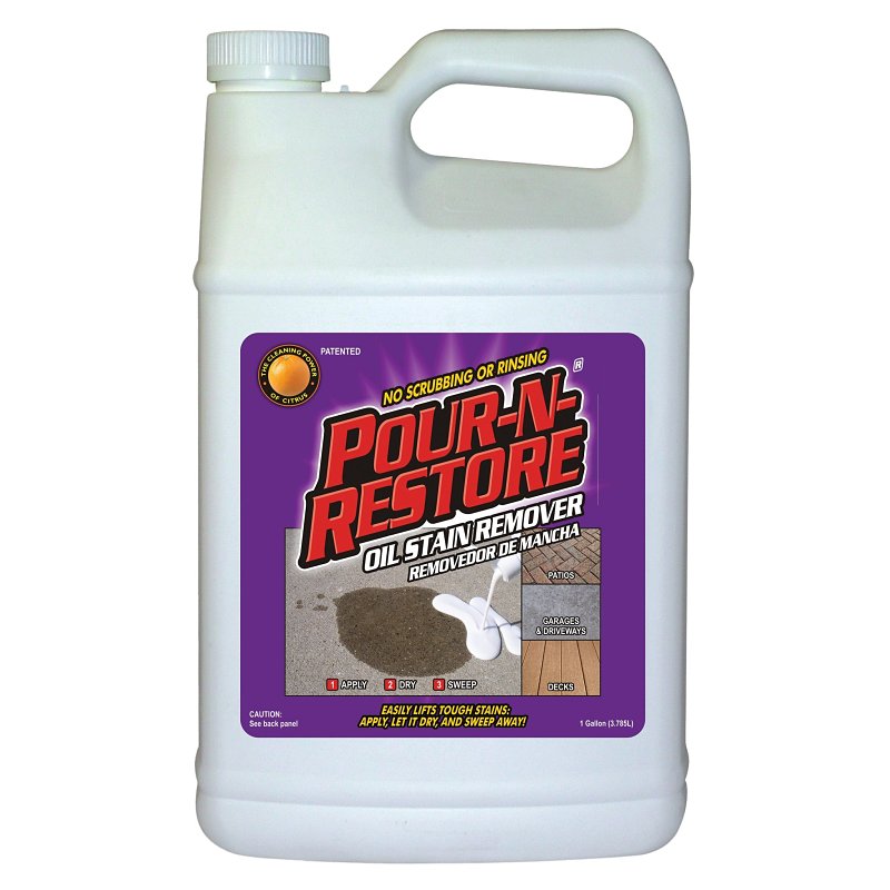Pour-N-Restore PNRO1GL-04 Oil Stain Remover, 1 gal, Liquid, Citrus, Terpene, White