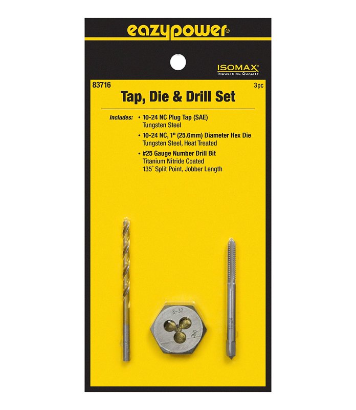 Eazypower 3‑Piece Tungsten Steel Tap, Die & Drill Set – Precision Metalworking Kit