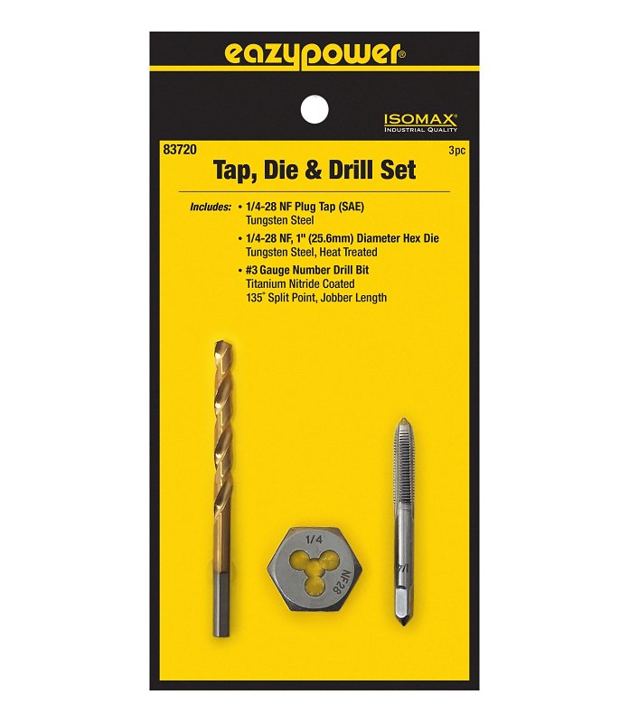 Eazypower 3‑Piece Tungsten Steel Tap, Die & Titanium Drill Set – Precision Threading & Drilling Kit
