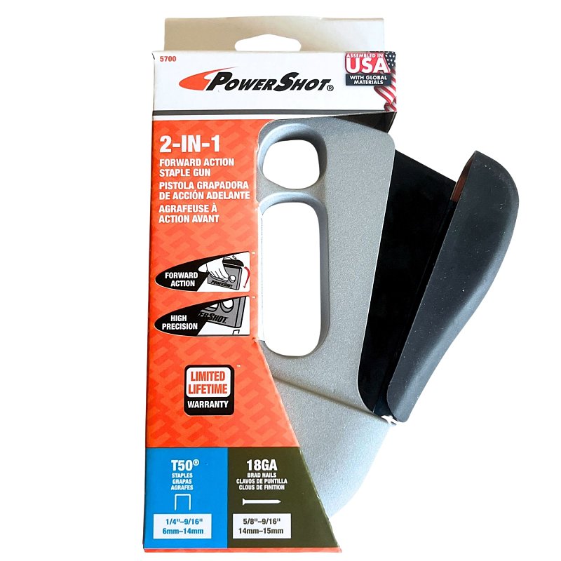 Arrow PowerShot Series 5700 Staple Gun and Nailer, T50 Staple, 1/4 to 9/16 in L Leg, Aluminum Staple
