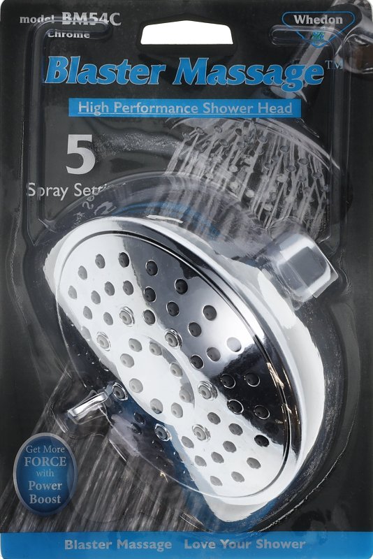 Chrome Blaster 5 Spray Shower Head - Versatile Showerhead With Multiple Settings