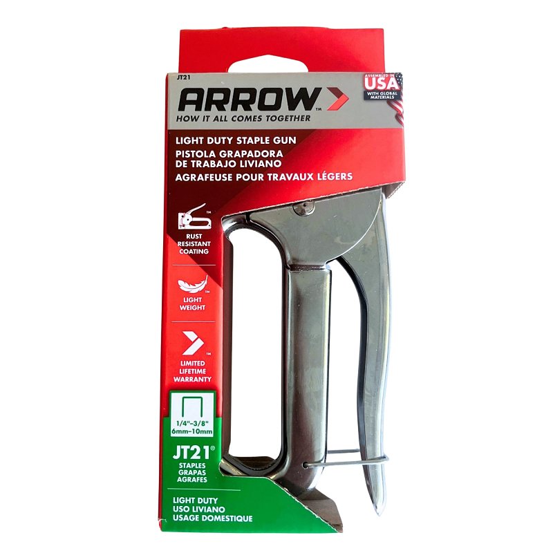 Arrow JT21CM Staple Gun, JT21 Staple, 7/16 in W Crown, 1/4 to 3/8 in L Leg, Steel Staple
