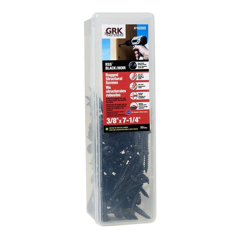 Black Heavy‑Duty Structural Screw 3/8" x 7¼" – Premium Construction Fastener