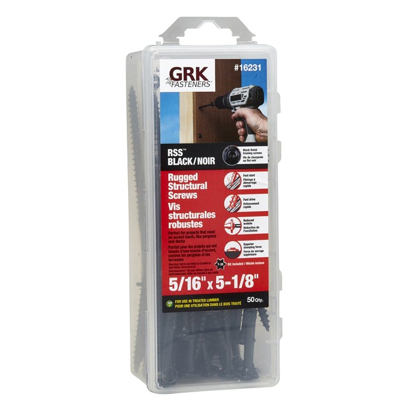 Black Structural Screw Rug 5/16" x 5‑1/8"