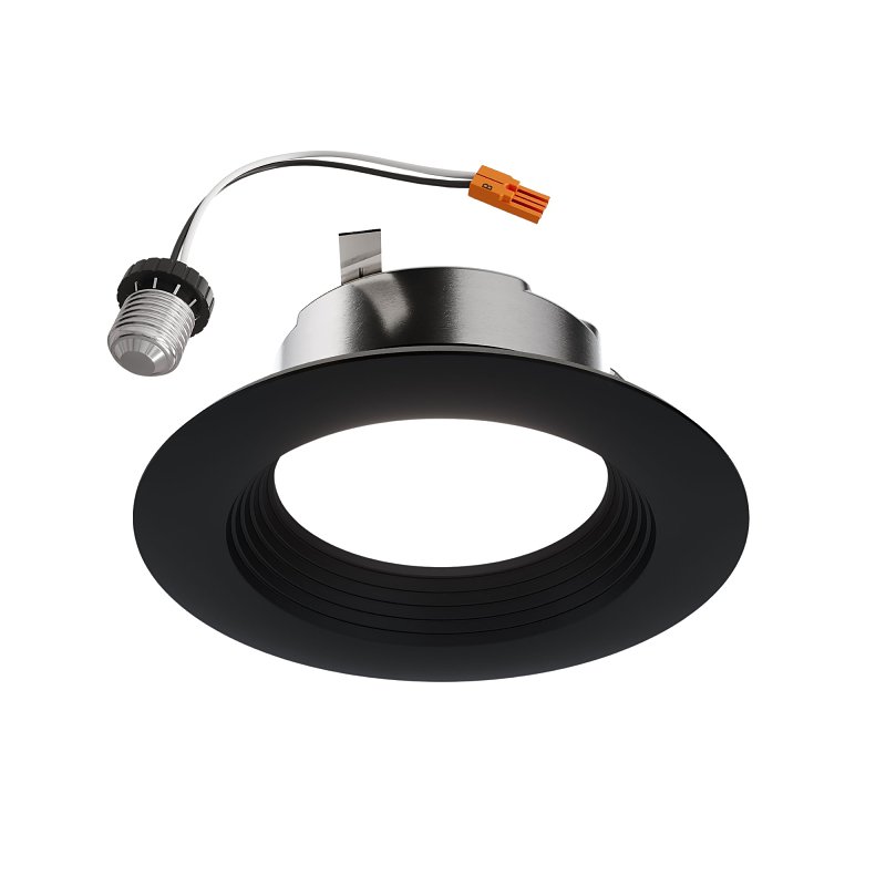 Halo 4‑Inch Matte Black Recessed LED Trim – IC Rated, Plastic Lens, Quick‑Connect Kit