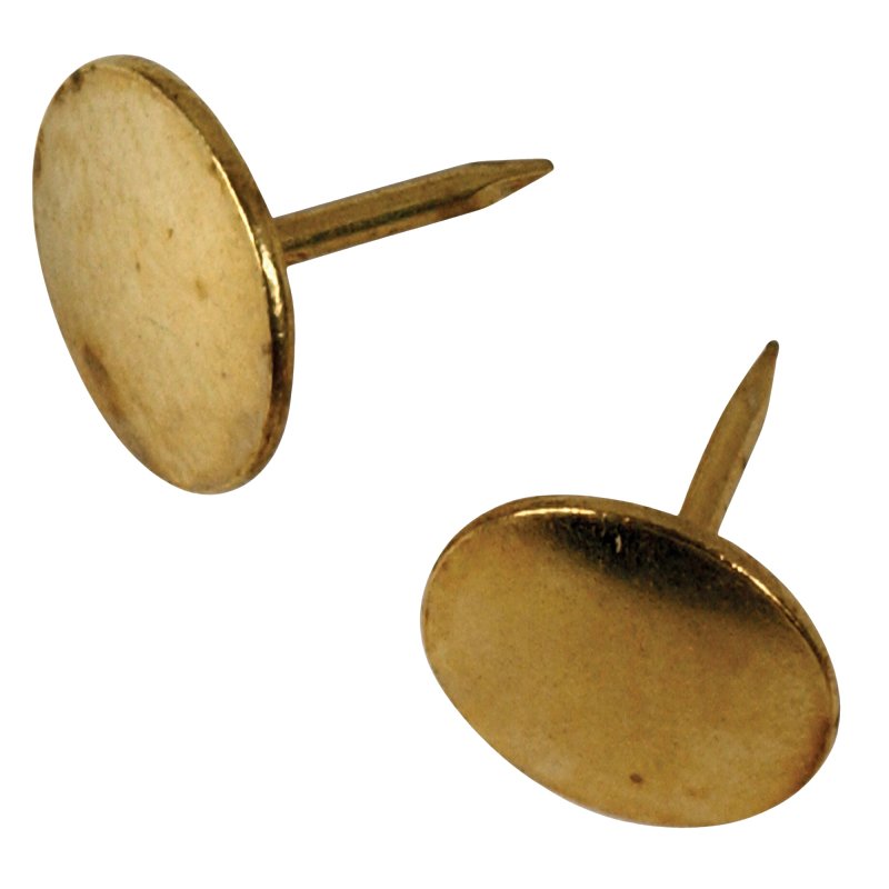 Hillman 122672 Thumb Tack, 15/64 in Shank, Steel, Brass, Cap Head, Sharp Point