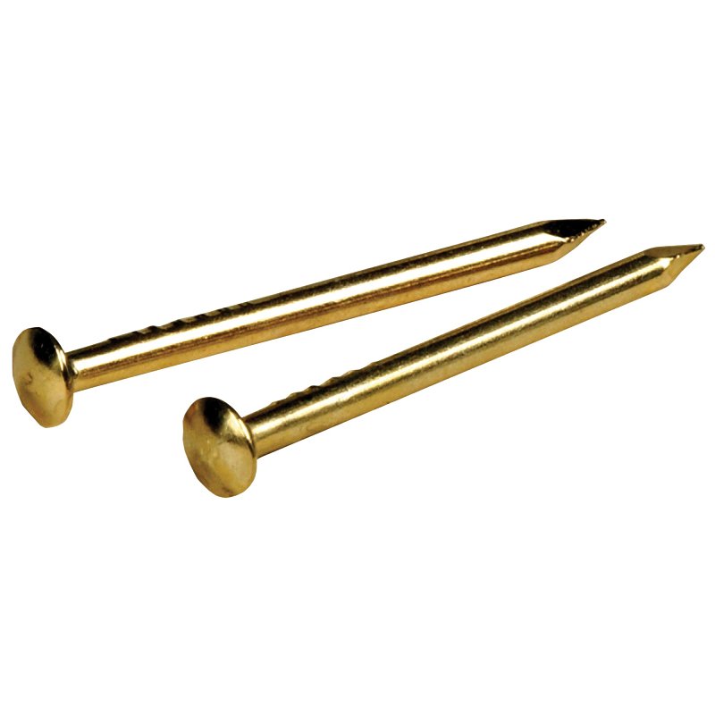 Hillman 122622 Escutcheon Pin, 3/4 in L, Steel, Brass-Plated, Round Head, Smooth Shank