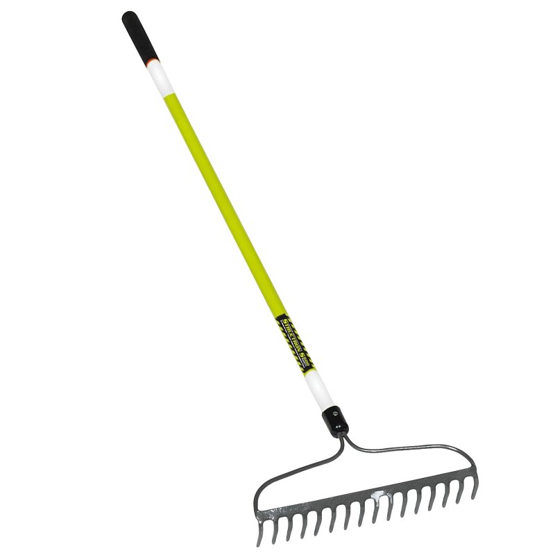 Structron S600 Safety Series 49754 Bow Rake with Retroreflective Tape, 3 in L Head, 16 in W Head, 16 -Tine