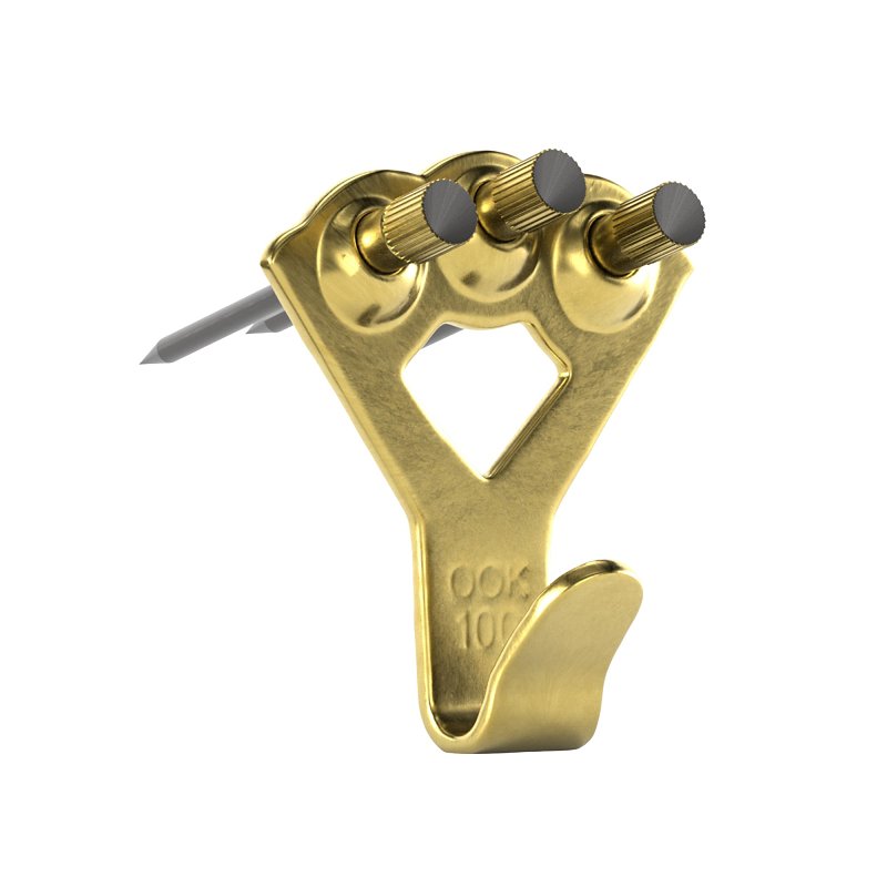 OOK 50027 Picture Hanger, 100 lb, Steel, Brass, Gold