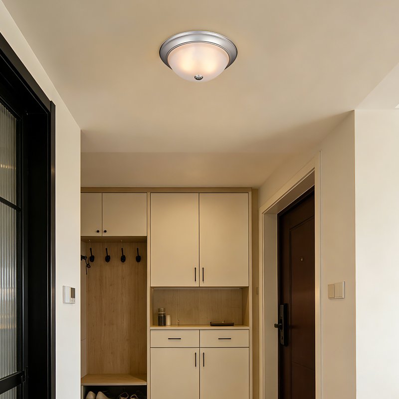 Boston Harbor F51WH02-1006-BN Flush Mount Ceiling Fixture, 120 V, 60 W, A19 or CFL Lamp, Brushed Nickel Fixture