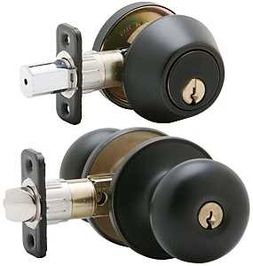 Stratus Aged Bronze Single Cylinder Deadbolt And Door Knob Combo Jc60vstr716
