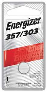 Energizer 357BPZ Coin Cell Battery, 1.5 V Battery, 150 mAh, Silver Oxide, 357 Battery