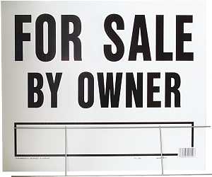 Hy-Ko LFS-1 Lawn Sign, For Sale By Owner, Black Legend, White Background, Plastic, 19 in H x 24 in W Dimensions