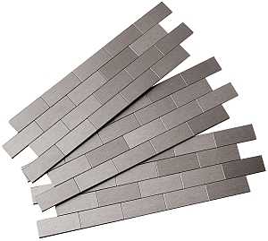 Aspect A9550 Wall Tile, Subway, 12 in L, 4 in W, 1/8 in Thick, Aluminum/Polymer, Brushed Stainless Steel