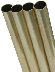 K & S 8131 Decorative Tube, Round, 12 in L, 1/4 in Dia, 0.014 in Wall, Brass