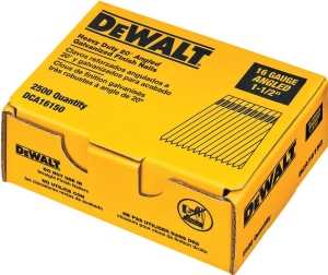 DEWALT DCA16150 Series Finish Nail, Glue Collation, 1-1/2 in L, 16 Gauge, Suitable for: DC618K Finish Nailer, 2500/PK