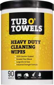 Tub O'Towels TW90 Heavy-Duty Cleaning Wipes, 12 in L, 10 in W, Light Citrus