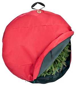 Treekeeper SB-10154 Wreath Storage Cover, 30 in, 30 in Capacity, Polyester, Red