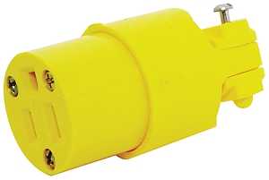 Eaton Wiring Devices 4887-BOX Electrical Connector, Straight Blade, 1/4 to 21/32 in, 2-Pole, 15 A, 125 V, Yellow