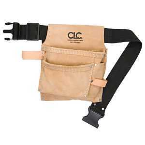 CLC IPK489X Nail/Tool Bag, 3-Pocket, Suede Leather, Tan
