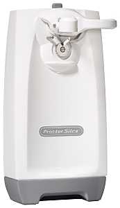 Proctor Silex 75670 Can Opener with Knife Sharpener, Plastic, White