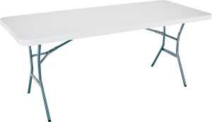 Lifetime Products 5011 Fold-in-Half Table, 72.2 in L x 30 in W x 29 in H Open, Steel Frame, Polyethylene Tabletop