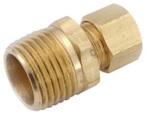 Anderson Metals 750068-1412 Pipe Connector, 7/8 x 3/4 in, Compression x Male, Brass, 75 psi Pressure