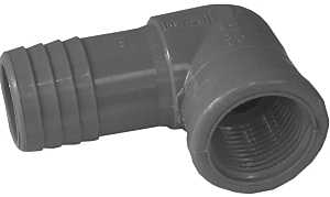Boshart UPVCFRE-1007 Combination and Reducing Pipe Elbow, 1 x 3/4 in, Insert x FPT, 90 deg Angle, PVC, Black