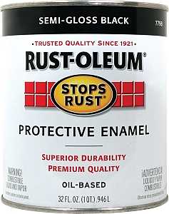 Stops Rust 7798502 Enamel Paint, Oil Base, Semi-Gloss Sheen, Black, 1 qt, Can, 50 to 100 sq-ft/qt Coverage Area
