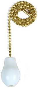 Jandorf 60319 Pull Chain, 12 in L Chain, Brass, White